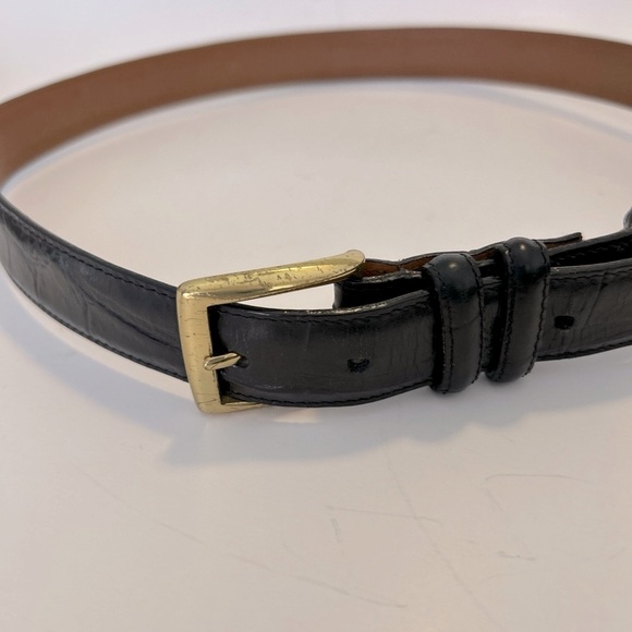 Brighton 32103 Black Embossed Leather  Alligator Men's Belt Size 34 Brass Buckle - Picture 1 of 12